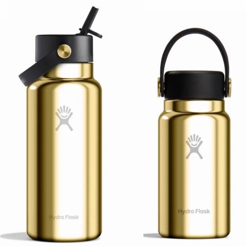 Hydro Flask Gold & Black Bottle Set With Bottle Boots New With Tags - Picture 2 of 13